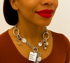 Chico’s Statement Necklace,  Silve Bold Inspiration Charms Women’s Fashion Jewel